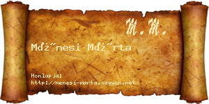 Ménesi Márta névjegykártya